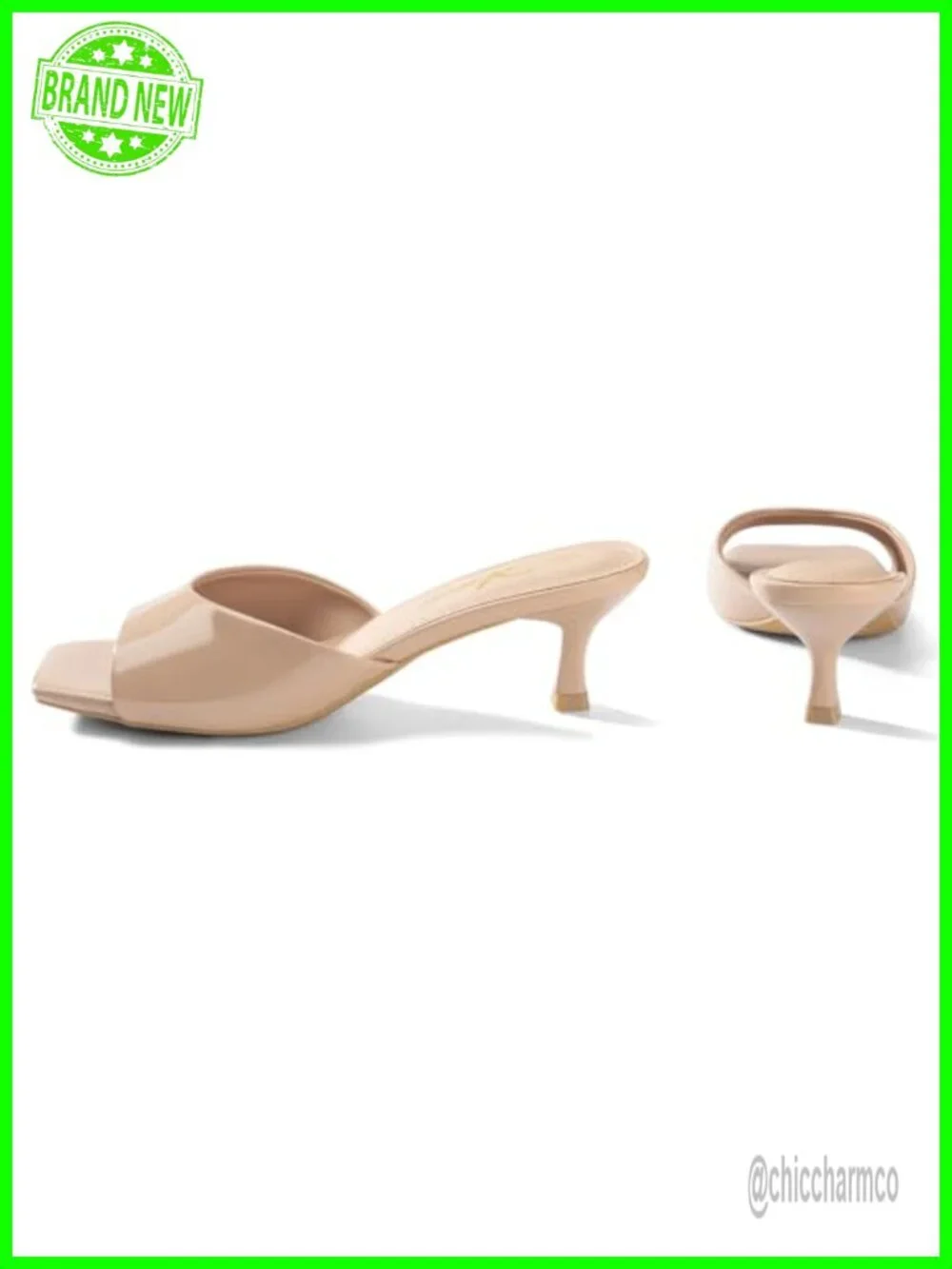 Kitten Heels for Women Square Toe PU Heeled Sandals Party Office